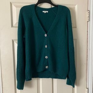Maurices Teal V-Neck Cardigan with Jeweled Buttons